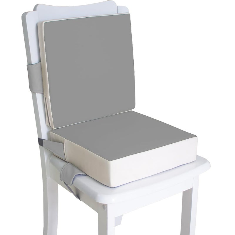 Eiury Booster Seat for Dining Table, PU Anti-Scratch Easy Cleaning Kids Toddler Booster Seat for Table, Portable Travel Increasing Cushion for Chair - Light Grey - Image 1